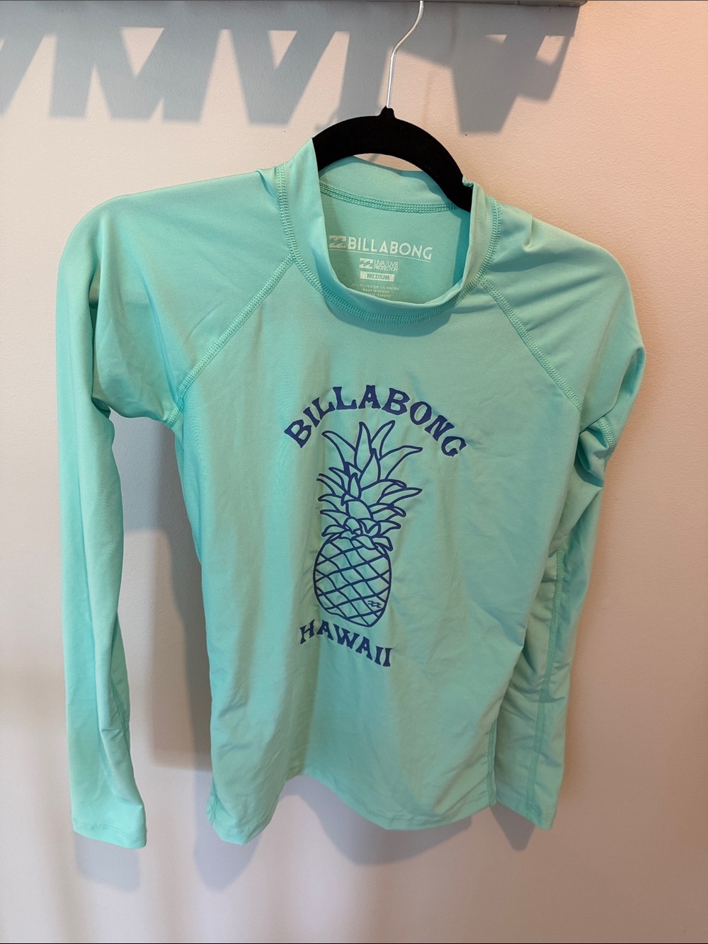 Billabong Mint Green Pineapple Long Sleeve Rash Guard